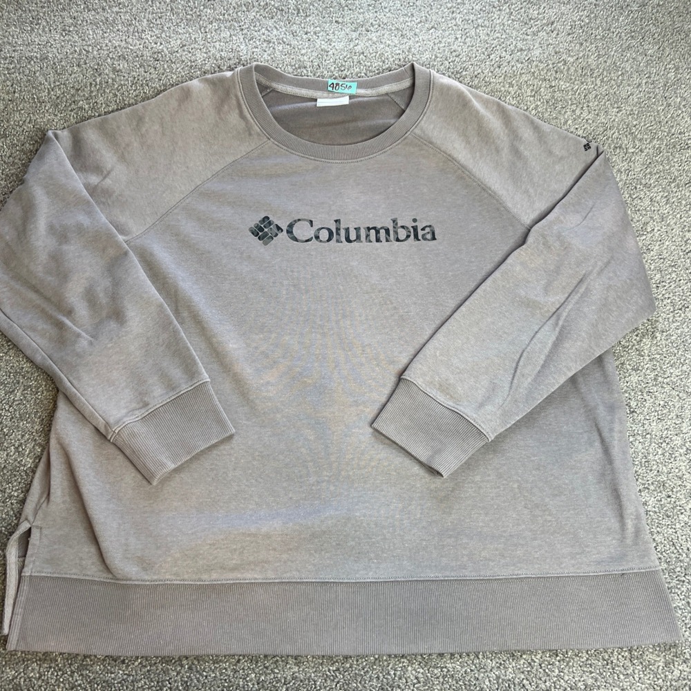 Columbia Sweatshirt Mens 1X Mauve‎ Camo Logo Raglan Crew Neck Pullover